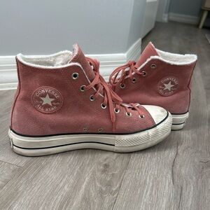 Sherpa/suede platform converse